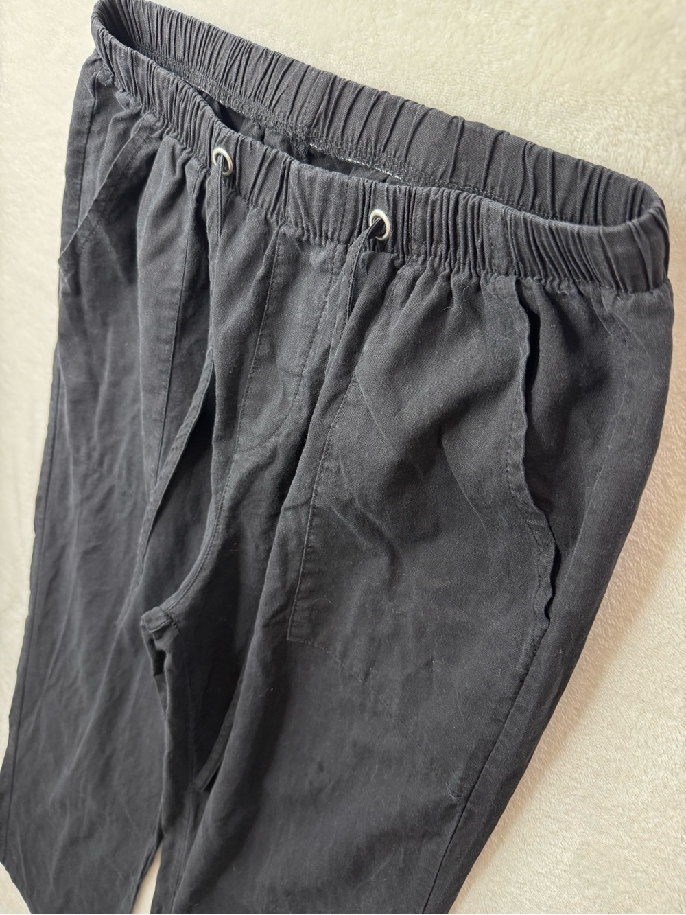 Black Drawstring Casual Pants, Trousers size Medium - Picture 3 of 11